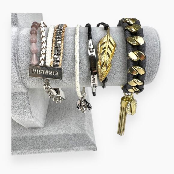 Bracelet Lot 21 Leather Wristband Strip Wrap Beaded Man Made Braided Cords Clasp - Picture 8 of 8